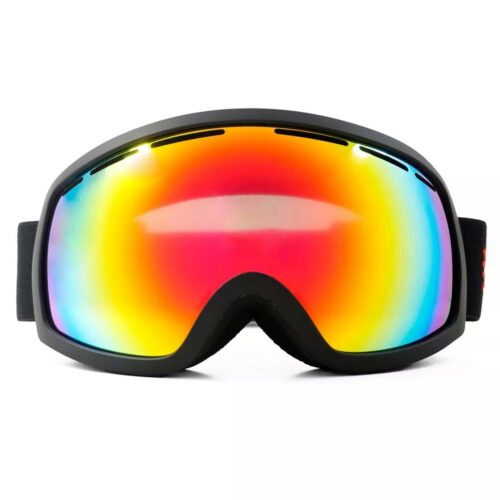 Skibril - Zwart met rood spiegelglas