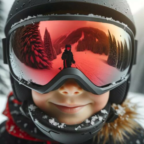 Skibril kids - Zwart met rood spiegelglas - Afbeelding 4