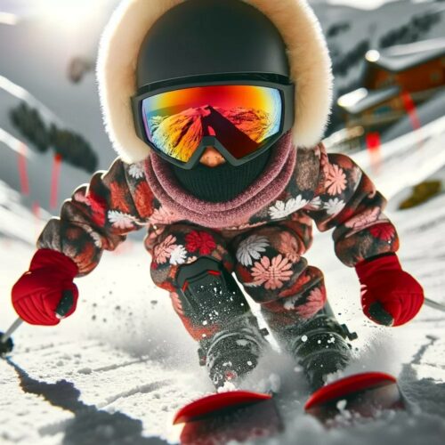 Skibril kids - Zwart met rood spiegelglas - Afbeelding 3
